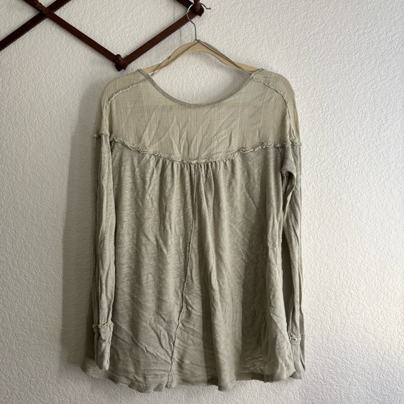 Free People Olive Down Under Linen & Cotton Henley Top - Picture 5 of 6